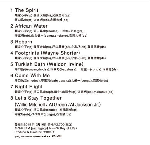 1.The Spirit　2.African Water　3.Reborn　4.Footprints　5.Turkish Bath　6.Come With Me　7.Night Flight　8.Let's Stay Together